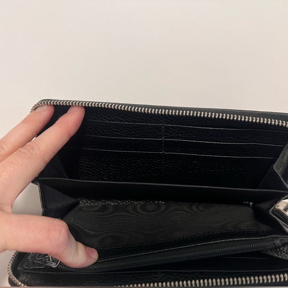 Gucci Black Leather Zip Around Continental Wallet Gold Hardware Authentic Luxury - Picture 7 of 10